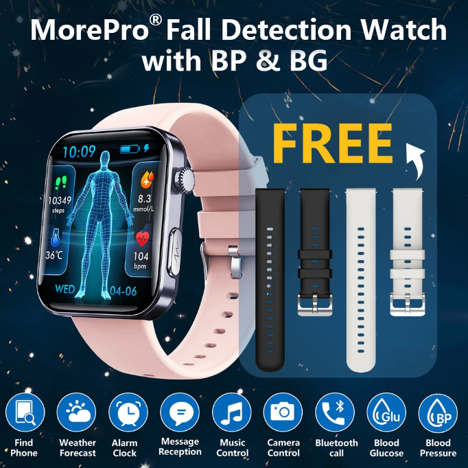 Best Upgrade MOREPRO® PulseMax Fall Detection Watch With Blood Glucose+Blood Presssure Monitoring+Calls 2025+ Free Strap*2 Gift🎁