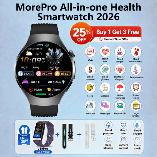 💞Father's Day Gift -MorePro AegisFit Smartwatch with Advanced ECG + Blood Pressure + Blood Oxygen + Uric Acid + Activity Tracking + Emergency SOS+Free Watch🎁