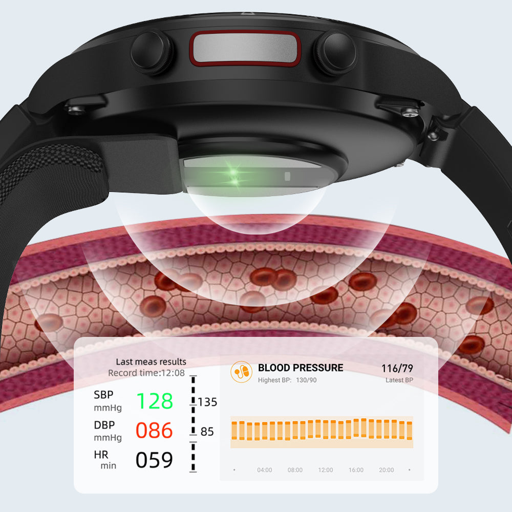 New MorePro® P70 Air Pump + Airbag Oscillometric Blood Pressure Smartwatch with Atrial Monitoring