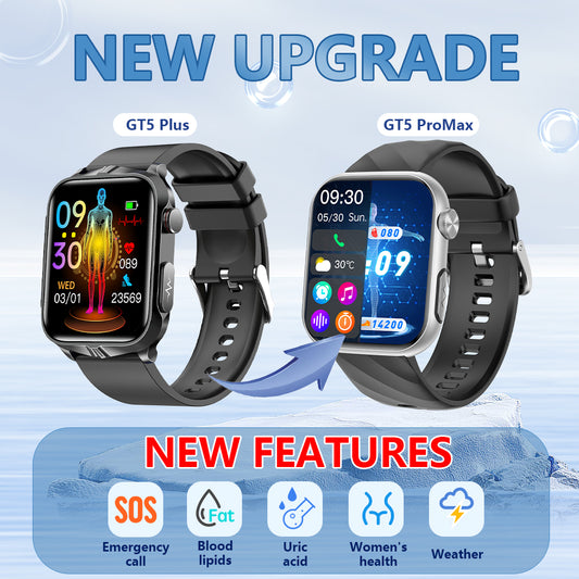 Upgrade Fitvii®GT5 Pro Max Blood Sugar Smartwatch with Blood Pressure + ECG + Sleep Fitness Tracker+Free Straps💝