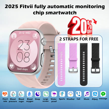 💞Summer Care Gift-Upgrade Fitvii®GT5 Pro Max Blood Sugar Smartwatch with Blood Pressure + ECG + Sleep Fitness Tracker+Free Straps🎁