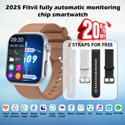 💞Summer Care Gift-Upgrade Fitvii®GT5 Pro Max Blood Sugar Smartwatch with Blood Pressure + ECG + Sleep Fitness Tracker+Free Straps🎁