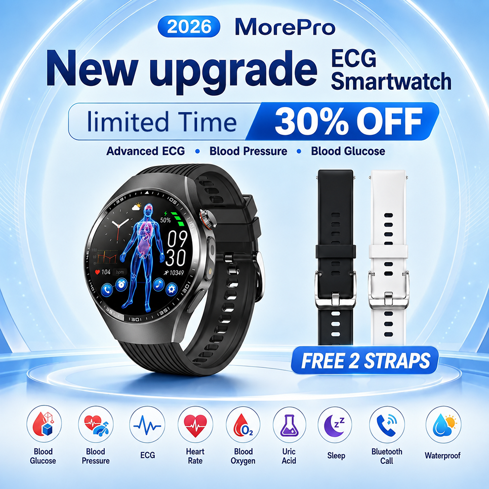 MorePro AegisFit ECG Smartwatch with Blood Pressure, Blood Glucose, Uric Acid & SOS