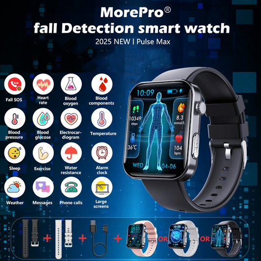 Best Upgrade MOREPRO® PulseMax Blood Sugar Smartwatch with Blood Pressure + ECG + Sleep Fitness Tracker+ Free Straps Gift🎁