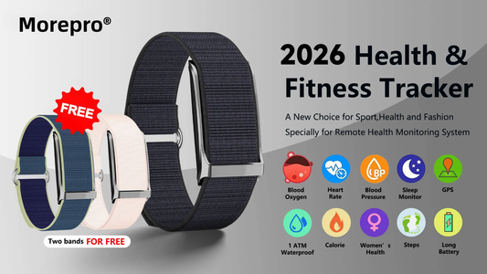 Morepro® FitHop Health Activity & Fitness Tracker With BP+HR+SPO2+Sleep+GPS Tracker-No Monthly Subscription Fee