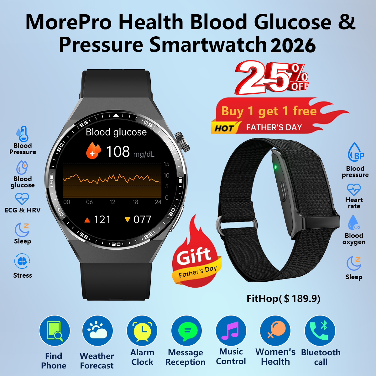 💞New Year Gift -MorePro AegisFit Fall Detection Smartwatch with Advanced ECG + Blood Pressure + Blood Oxygen + Uric Acid + Activity Tracking + Emergency SOS+Free Watch🎁