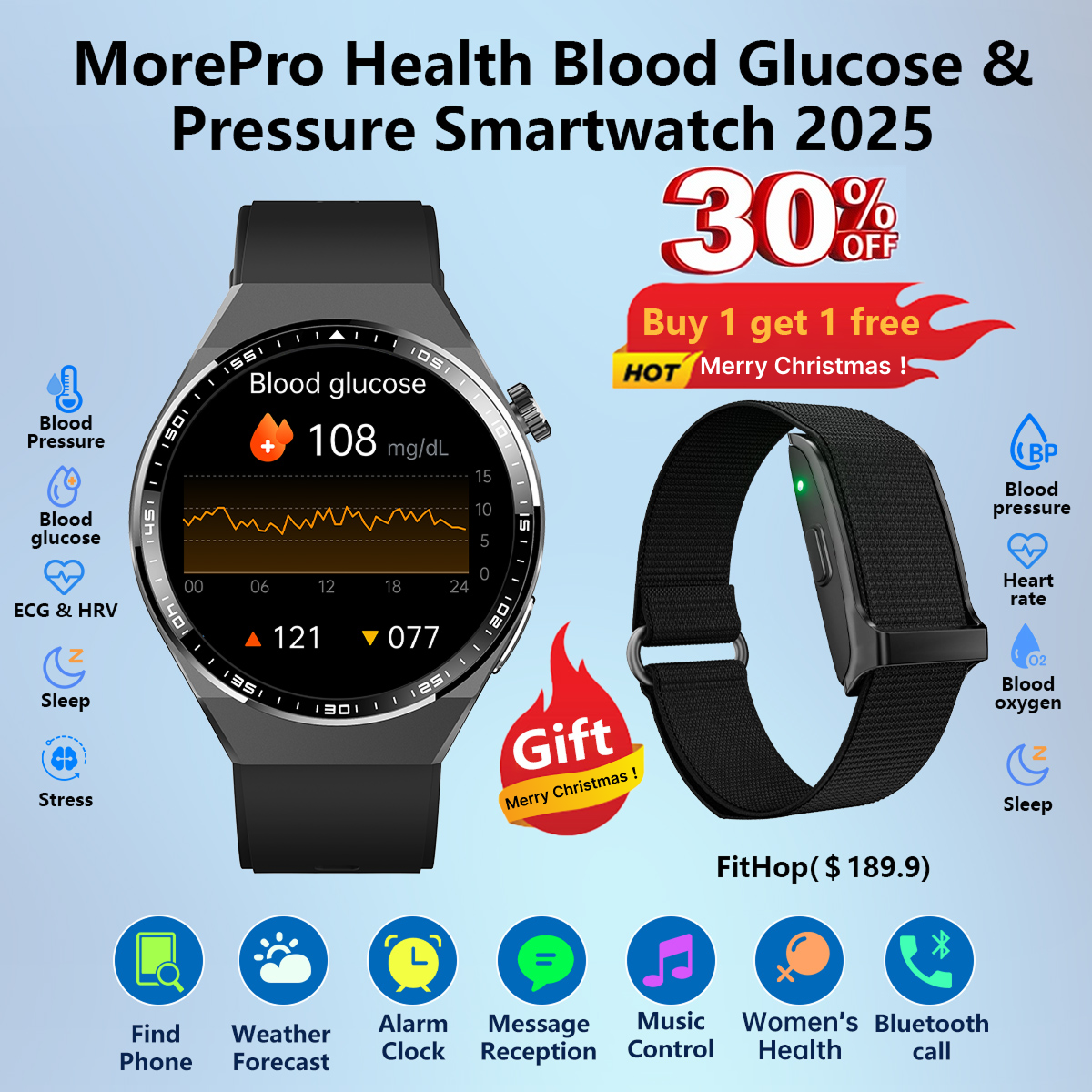 💞Christmas Gift -MorePro AegisFit Fall Detection Smartwatch with Advanced ECG + Blood Pressure + Blood Oxygen + Uric Acid + Activity Tracking + Emergency SOS+Free Watch🎁