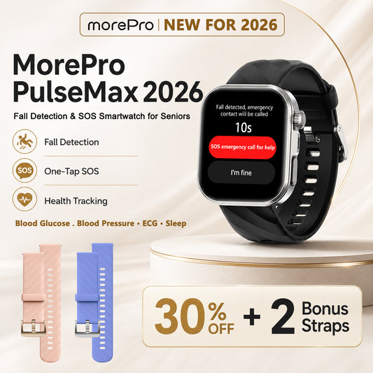 Best Upgrade MorePro® PulseMax Fall Detection Watch With Blood Glucose+Blood Pressure Monitoring+Calls 2026+ Free Strap*2 Gift🎁