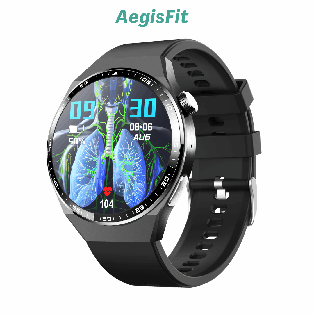 AegisFit Fall Detection Smartwatch with Advanced ECG + Blood Pressure + Blood Glucose + Uric Acid + Activity Tracking + Emergency SOS