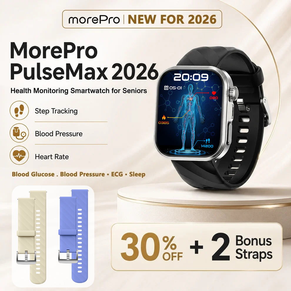 PulseMax® 2026 – Advanced Health Smartwatch with Blood Glucose Trends, Blood Pressure, ECG + PPG Heart Monitoring & More