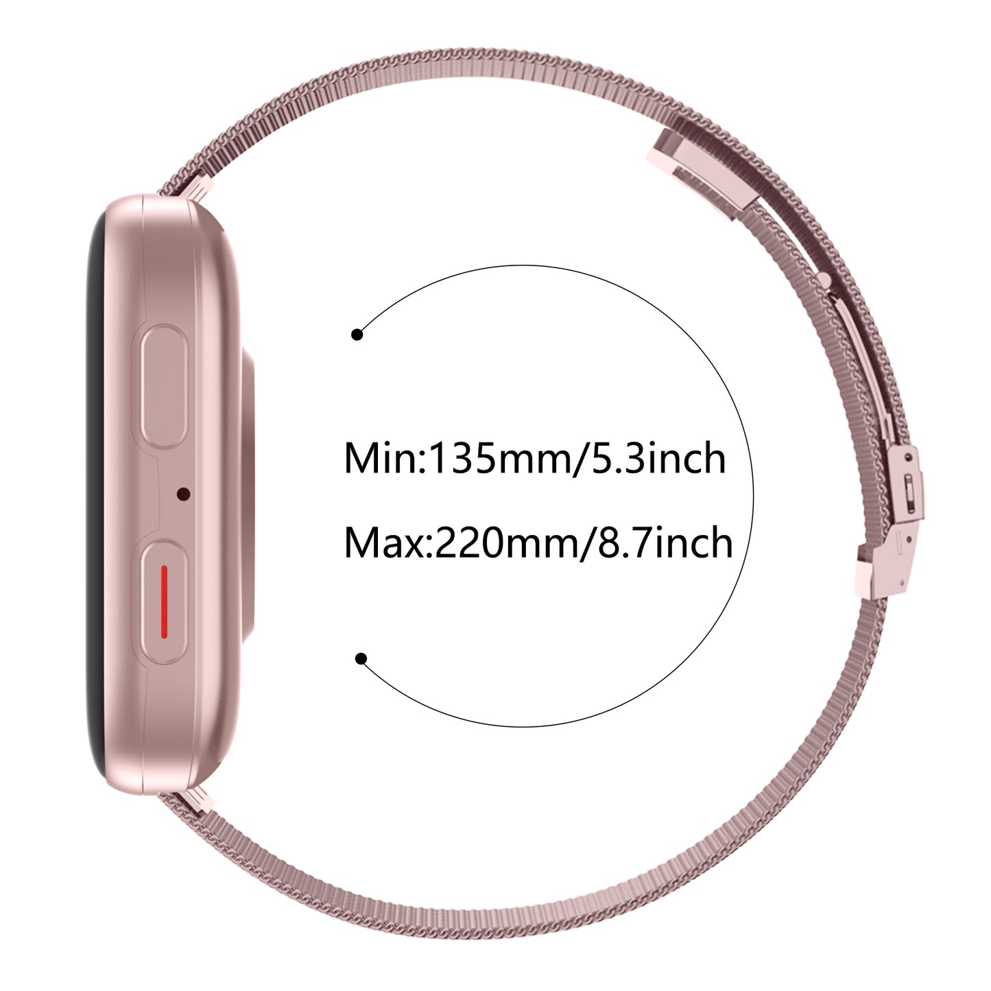 MorePro HM57 22mm Milanese Rose Gold Replacement Band - Adjustable & Durable Sport Strap