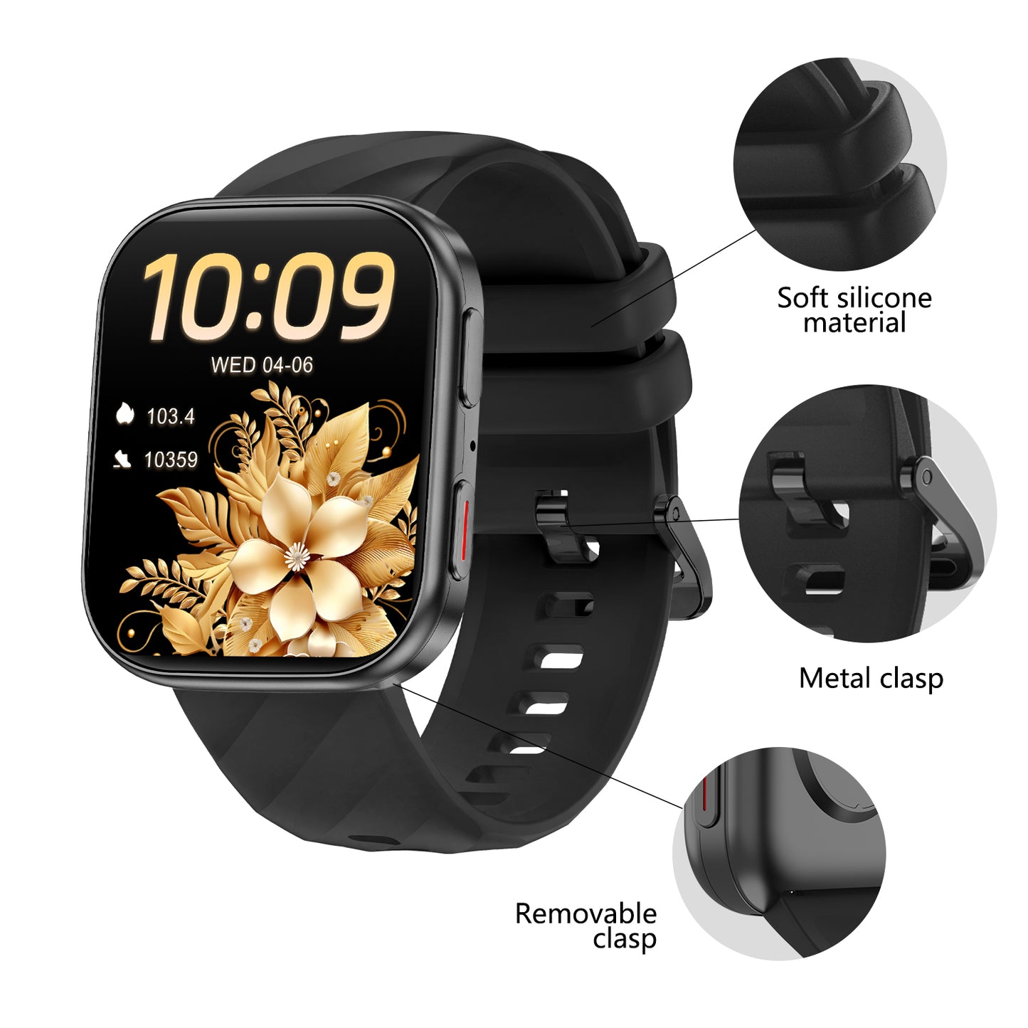 MorePro HM57 22mm Silicone Replacement Band - Adjustable & Durable Sport Strap in 5 Colors