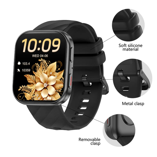 MorePro HM57 22mm Replacement Band, Classic Wrist Strap, Adjustable & Durable Sport Replacement for HM57 Fitness Trackers, Silicone Black