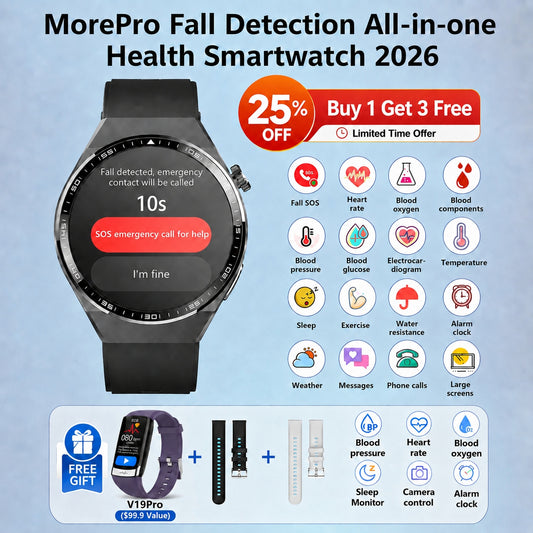 💞Father's Day Gift -MorePro AegisFit Fall Detection Smartwatch with Advanced ECG + Blood Pressure + Blood Oxygen + Uric Acid + Activity Tracking + Emergency SOS+Free Watch🎁