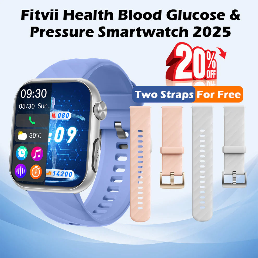 Upgrade Fitvii®GT5 Pro Max Blood Sugar Smartwatch with Blood Pressure + ECG + Sleep Fitness Tracker+Free Straps💝