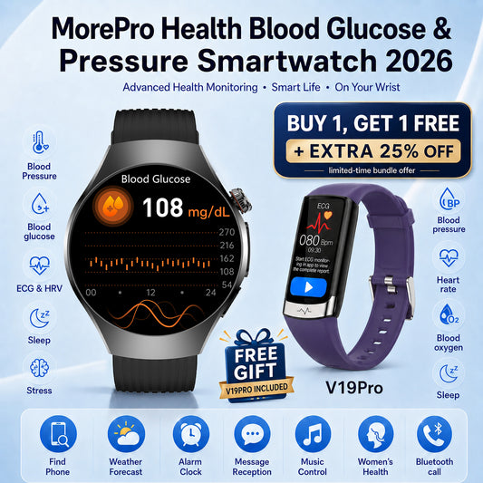 💞Father's Day Gift -MorePro AegisFit Smartwatch with Advanced ECG + Blood Pressure + Blood Oxygen + Uric Acid + Activity Tracking + Emergency SOS+Free Watch🎁