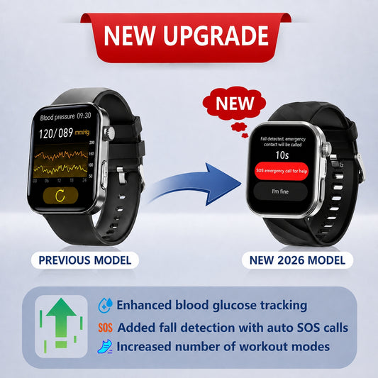 Best Upgrade MorePro® PulseMax Blood Pressure & Blood Glucose Smartwatch for Seniors – Fall Detection, ECG + Free Strap Gift 🎁