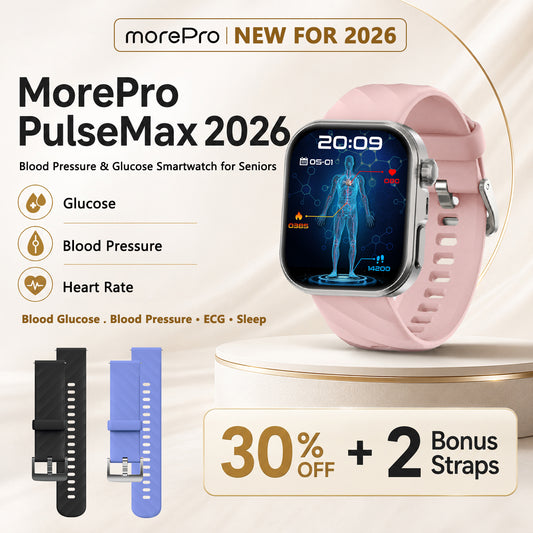 PulseMax® 2026 – Advanced Health Smartwatch for Seniors with Blood Glucose Trends, Blood Pressure, ECG + PPG Heart Monitoring & More