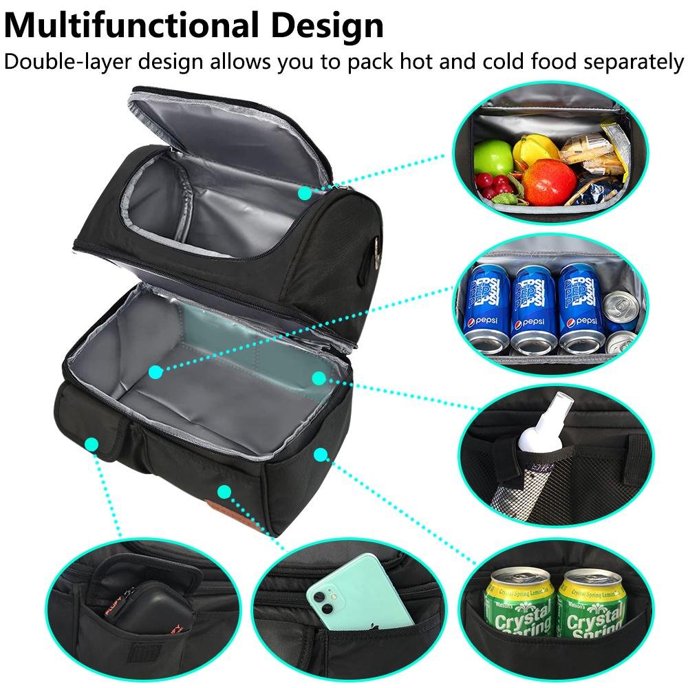 Portable Insulated Lunch Bags Black - MorePro